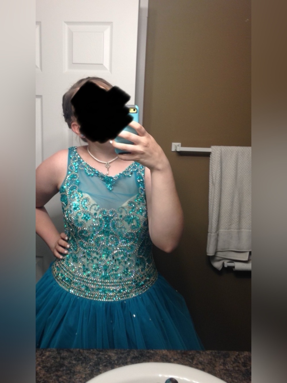 Women’s Teal Beaded Tulle Party Dress